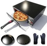 BeyGior Electric Pizza Oven Indoor,12 inch Countertop Pizza Maker with Viewing Window,Stainless Steel Commercial Pizza Oven, Removable Handle,Dual Baking Trays and Oven Mitts