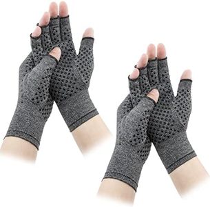 LXMY 2 Pairs Arthritis Gloves,Compression Gloves,Providing Warmth and Compression to Promote Healing,Fingerless Design,Relieve Pain from Rheumatoid Arthritis and Carpal Tunnel, Grey(2 Pair), m