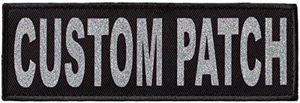 Dogline Custom Patch with Glitter Letters for Dog Vest Harness or Collar Customizable Bling Text Personalized Patches with Hook Backing Name Agility Service Dog ESA 1 Patch F Silver Text
