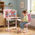 BAYBEE Kids Study Table and Chair Set with Dual Back Support | Ergonomic Kids Table Desk Chair with Book Storage Drawer & Shelves | Ideal Baby Study Table for Reading, Writing & Drawing 2+ Years(Pink)