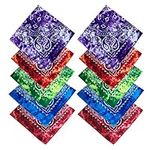 Bandanas,10 Pack Cotton Paisley Print Head Wrap Headwear Bandanas for Men Women,Multifunctional22*22 Inch Cotton Cowboy Wristband Headband for Head Cycling Hair