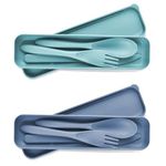 2 Sets Portable Reusable Cutlery Set with Case - Eco-Friendly Travel Cutlery, Compact & Lightweight Utensils for On-The-Go Dining, Perfect for Lunch Boxes, Camping, Picnics