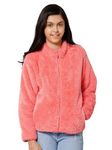 Alan Jones Clothing Girl's Fluffy Yarn Fleece Full-Zip Jacket (Pink_12-13 Years)