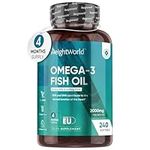 Omega 3 Fish Oil 2000mg - 240 Capsules (4 Months Supply) - 660mg EPA & 440mg DHA - Cod Liver Oil Capsules Alternative - High Strength Omega 3 Fatty Acids Supplements for Eyes, Brain & Heart (EFSA)