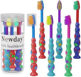 Newday Kids toothbrushes 6 Pack Soft Bristles with Suction Cup, Includes Travel Covers, toothbrushes for Kids Boys & Girls, Toddlers &Children Teeth Age 3+