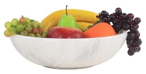 Radicaln Marble Fruit Bowl 10' White Handmade Fruits Serving Bowl for Kitchen Organization - Farmhouse Kitchen Décor Fruits Holder for Dining Table - Kitchen Organization