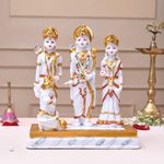 CraftVatika Ram Darbar Murti for Home Marble Dust, Ram Darbar Statue Idol for Pooja Room Puja Temple (9.5 Inch Height)