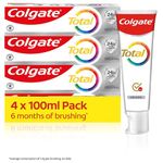 Colgate Total Original Toothpaste 4x100ml | Stronger 24-hour bacterial defence* | Unique dual zinc antibacterial technology | 8 benefits for complete protection | Fresh breath | 6 months of brushing**