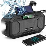 Emergency NOAA Weather Radio,Portable Digital AM FM Bluetooth Radio,Hand Crank Solar Radio,Waterproof Speaker,Camping Wind Up Radio,5000mAh Battery Powered Radio Flashlight Survival Gear