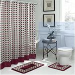 Bath Fusion Christine Geometric 15-Piece Bathroom Accessories Set, Barn Red/Espresso