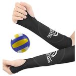 1 Pair Volleyball Arm Sleeves,Volleyball Hitting Sleeves with Protective Pads and Thumbhole,Volleyball Sleeves,Volleyball Arm Guards,Volleyball Wrist Guards,Volleyball Arm Pads for Girls, Boys (Black)