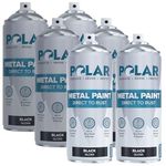 Polar Gloss Black Spray Paint for Metal - 6 x 400ml - Direct to Rust - Primer, Undercoat, Topcoat - Quick Dry Formula - Ideal for Metal, Wood, Plastic and Ceramic Surfaces