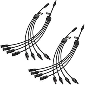 BougeRV Solar Y Branch Connectors Extra Long Solar Panel Parallel Connectors 1 to 4 Solar Cable Wire Plug Tool Kit (2 Pairs/M/FFFF and F/MMMM)