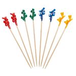 [1000 Count] Cocktail Picks & Food Toothpicks - 4 Inch Wooden Pick Skewers for Drinks & Appetizers - Fancy Assorted Colored Frills