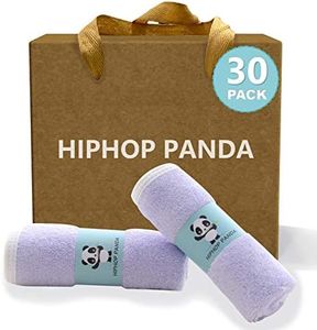 HIPHOP PANDA Baby Washcloths, Rayon Made from Bamboo - 2 Layer Ultra Soft Absorbent Newborn Bath Face Towel - Reusable Baby Wipes for Delicate Skin - Purple, 30 Pack
