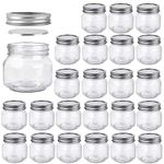 Betrome 8 oz Mason Jars, 24 Pack 240ml Glass Canning Jars with Regular Mouth Lids, Glass Storage Containers for Overnight Oats, Jam, Jelly, Honey, Beans, Spice, Wedding Party Favor, Shower Favor