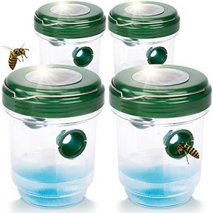 GARDIGO® Wespenfalle und Mückenfalle Solar 2 in 1-4er Set I Wespen Abwehr und Mückenschutz für Drinnen und Draußen I LED Licht zum Anlocken von Mücken I Insektenfalle I Mückenabwehr, Wespenabwehr