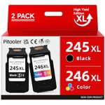 Pitooler for Canon Ink 245 246, Printer Ink for Canon PG-245XL 246XL Black Color, for Canon TS3420 Ink Cartridges, Fit for Pixma TS3400 MX492 TR4520 TS3120 TR4500 MG2920 MG2520 MG2525 Printer