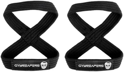 Gymreapers Figure 8 Lifting Straps for Deadlift, Powerlifting, Strongman, Cross Training (Black, Medium)