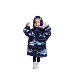 Summshall Blanket Hoodie, Oversized Wearable Sweatshirt Blankets Soft Hug Plush with Front Pocket, Cozy Warm Giant Hooded Snuggle Sweater for Childs Little Boys Girls Navy Shark