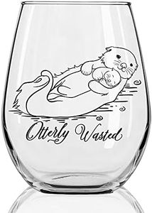 DYJYBMY Otterly Wasted Wine Glass, Otter Funny Wine Glass, New Mom Gift, Otter Gifts, Top Birthday Present Ideas from Husband, Son, Daughter, Gag Gift Idea for Her from Son, Daughter, Kids