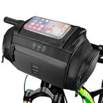 WOTOW Bike Handlebar Bag - 4.8L Reflective Bike Front Bag with Touch-Screen Phone Holder - Waterproof EVA Storage Bag with Shoulder Strap for Road Mountain Bike Cycling Travel (4.8L Upgraded)