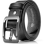 OVEYNERSIN Men Belt - 100% Genuine Leather casual Dress Belts Big Metal Buckle Adjustable Size designer Fashion Gifts, Gray Buckle, waist size 41''-47''(104-120cm)