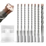 SDS Plus Masonry Drill Bit Set 8PCS (4-12mm × 160mm) with Titanium-coated, Professional Tungsten Carbide Cross Tip, Long SDS Hammer Drill Bits for Wall, Stone, Concrete, Brick.