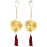 Diviniti 24K Gold Plated Durga MATA and Yantra Double Sided Car Dangler Maa Durga Hanging Car Decor Luxurious Dangler for Divine Car Accessories for Positive Energy Protection