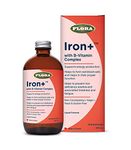 Flora Health Iron+ Liquid Herbal Iron Supplement for Women + B-Vitamin Complex, Maintain Healthy Iron Levels, Non-Constipating, Highly Absorbable, Vegan, Yeast and Gluten Free, 240 mL Glass Bottle