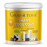 GRANOTONE Smart Cool Roof Paint, Advanced High-SRI Reflective Coating, Albedo & Crack-Bridging Properties, Energy-Efficient Durable, Versatile for Roofs, Walls & Pavements (1 KG, White)