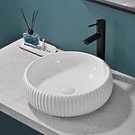 Davivy 16.5'' X 16.5'' Round Vessel Sink,Bathroom Vessel Sinks,Round Bathroom Sink,Ceramic Vessel Sink,Bathroom Sinks Above Counter,White Vessel Sink,Counter top Sink,Round Sinks for Bathrooms