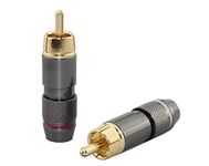 [2pcs] Hi End RCA Male Plug Adapter Audio Phono Gold Plated Solder Connector Wv-hfr2in1