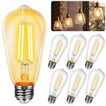 Vintage LED Edison Light Bulbs 60 Watt Equivalent,6W ST58 Antique LED Filament Bulbs with E26 Medium Base,Decorative Light Bulbs, 2700K Soft Warm Light,800 Lumens,CRI 85+,Non-Dimmable,6 Pack