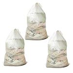 3PCS Large Laundry Bags 50×60cm White Heavy Duty Laundry Bags with Drawstring for Apartment, College, Travel, Family and Dorm