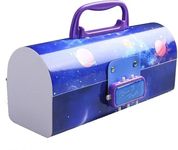 SAJANI Multi-Functional Pencil Box with Double Password Lock, Stationary Organizer Case, Suitcase Style Pencil Case for Boys & Girls (Pack of 1) (Space)