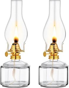 2 Pieces Chamber Oil Lamp Classic Kerosene Lamp Lantern Vintage Oil Lantern Decorative Clear Hurricane Lamp with Adjustable Fire Wick for Home Indoor Use, 13 Inch Height