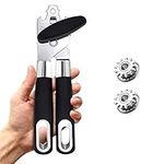 Navani Stainless Steel Can Opener Manual That Work Comes with 2 Additional Smooth Edge Tin Opener Replacement Blades and Also an Ergonomically Jar Opener Suitable for The Elderly with Arthritic Hands