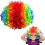 XMANX Colorful Clown Costume Wig, Multicolored Afro Clown Wig Costume Accessories for Adult Kids Halloween Clown Cosplay Props