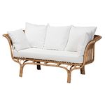 Baxton Studio Edana Modern Bohemian Natural Rattan Sofa with Cushion