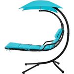 Yaheetech Hanging Lounger with Stand Hammock Chair with Stand Outdoor Patio Swing, Parasol UV Protection, Ergonomic Shape, Hanging Armchair for Balcony Garden Patio - Teal