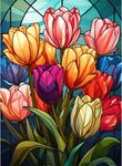 Diamond Painting Kits for Adults, Tulip Full Drill Round Diamond Art Diamond Dots Suitable Home Wall Decor Gem Art 12x16inch