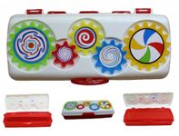 Neoinsta Big Size Plastic School|Geometry|Stationery|Pencil Box with 5 Plastic Colorful rotatable Rings on top of it (red)