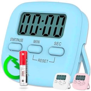 Timer Cucina Digitale con Grande Display LCD | Pomodoro Timer con Allarme Forte | Cronometro Digitale | Timer Cucina Divertenti | Contaminuti Da Cucina | Timer da Cucina | Cronometro da Parete (Blu)