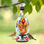 Bird Water Feeders Hanging for Outdoors Hanging,Bird Water Feeder,6 Fluid Ounces, 5 Feeding Metal Stations, Much Bigger, Garden Backyard Decorative, Containing Ant Moat (Colorful)