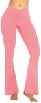 Sunzel Flare Leggings for Women, Ruched V High Waisted Yoga Pants with Tummy Control Wide Leg, 30" (Small, Bubble Pink)