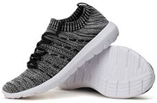 PromArder Women's Walking Shoes Slip On Athletic Running Sneakers Knit Mesh Comfortable Work Shoe,Black/Grey US 8