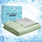 Ivellow Cooling Blankets for Hot Sleepers, Cooling Comforter King Absorb Heat to Keep Cool Lightweight Breathable Summer Blanket Double Side Cold Cooling Duvet Quilt for Bed Couch Sofa Green & Grey