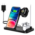 ESTAVEL Wireless Charger, 4 in 1 Fast Wireless Charging Station 18W Charging Stand Compatible with Apple Watch AirPods 1/2/3/Pro iPhone 13 pro/13 Pro max/12/12 Pro/SE/11/11pro/X/XS/XR/Xs Max/8/8 Plus