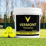 Vermont Training Tennis Balls [60x Ball Bucket] | Pressureless Core for Long-Lasting Performance - High-Vis Fluro Felt Tennis Balls | All Court Surfaces - Perfect For Tennis Coaches, Schools & Clubs